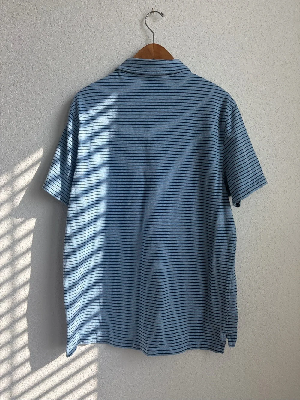 J. Crew Light Blue with Navy Thin-Stripe Polo